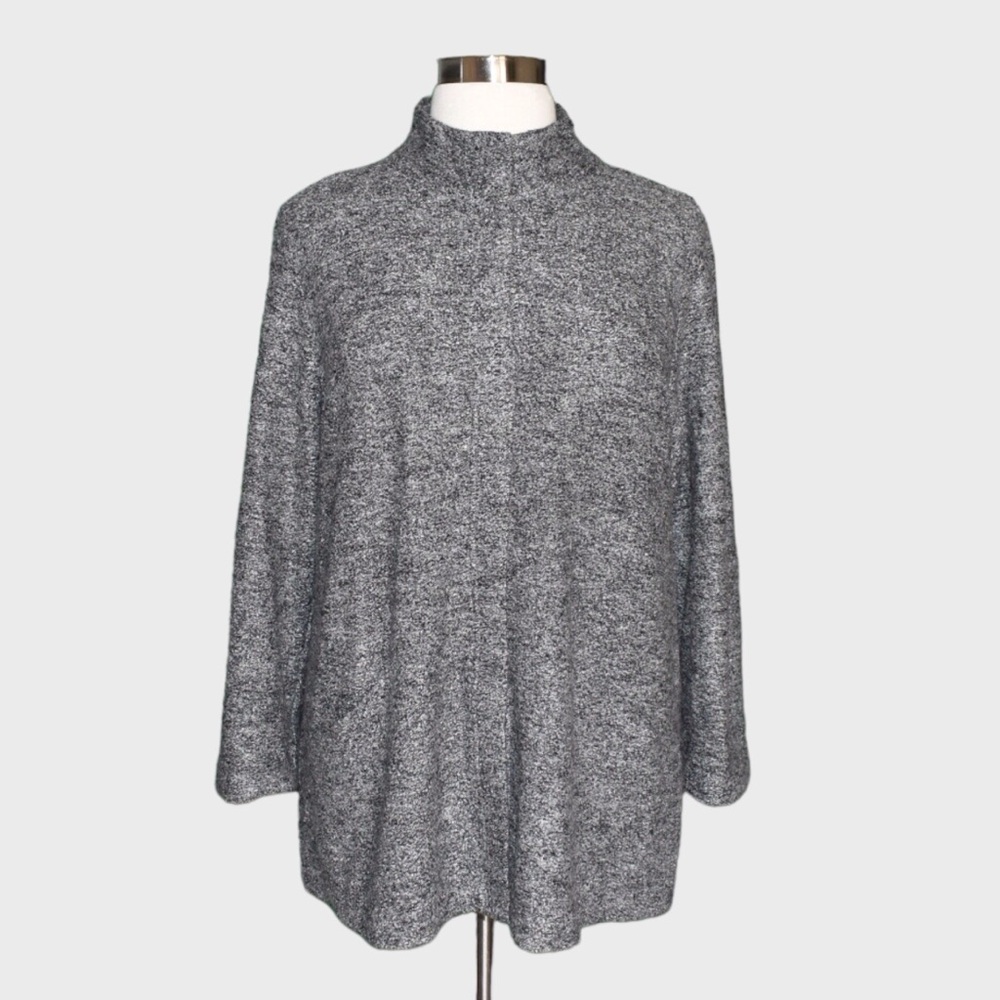 J Jill Pure Petite Marled Knit Snap Front Stand Collar Jacket‎